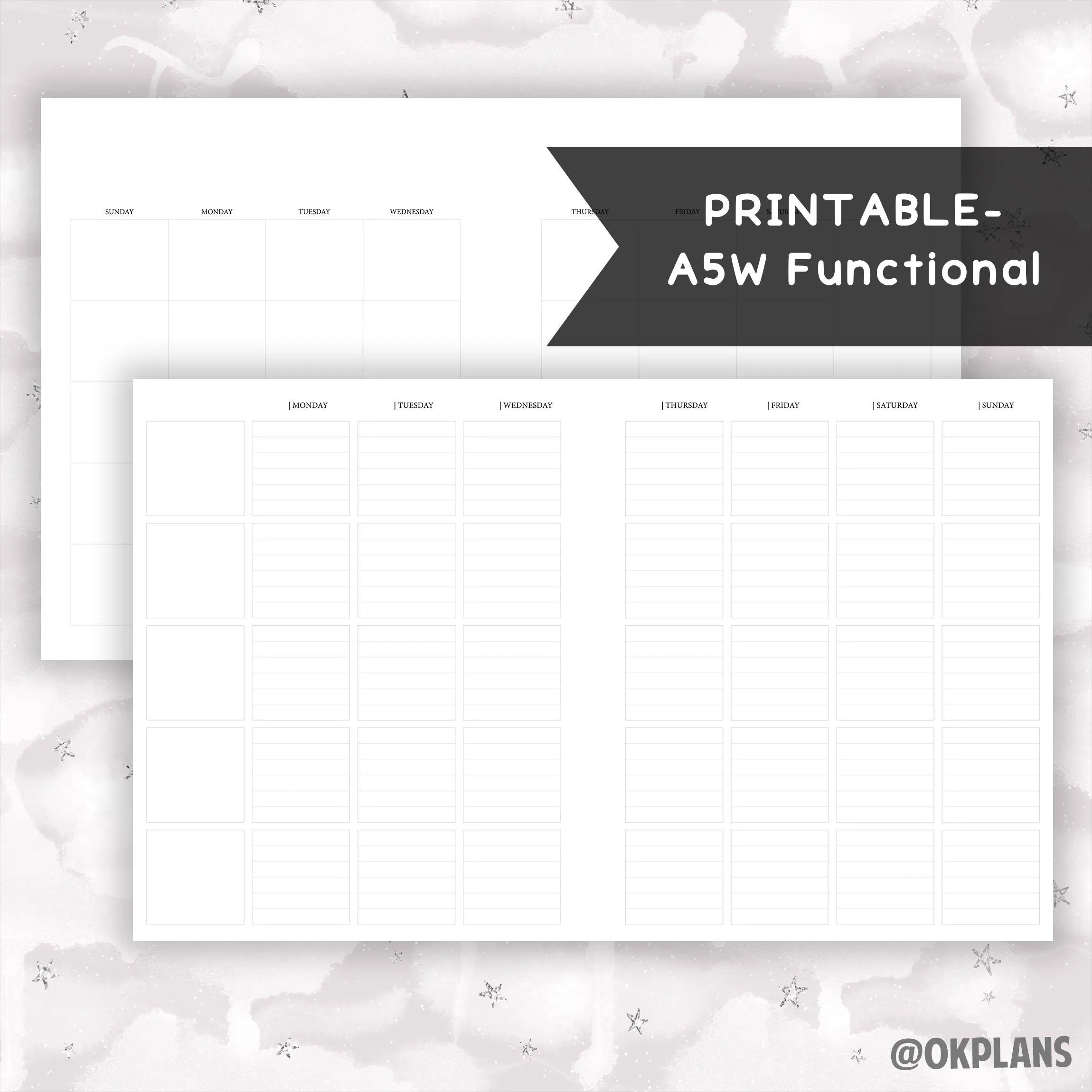 A5Wide Functional Planner // Digital Download // Writing Paper, Study Note Template, Lecture Notes Taking