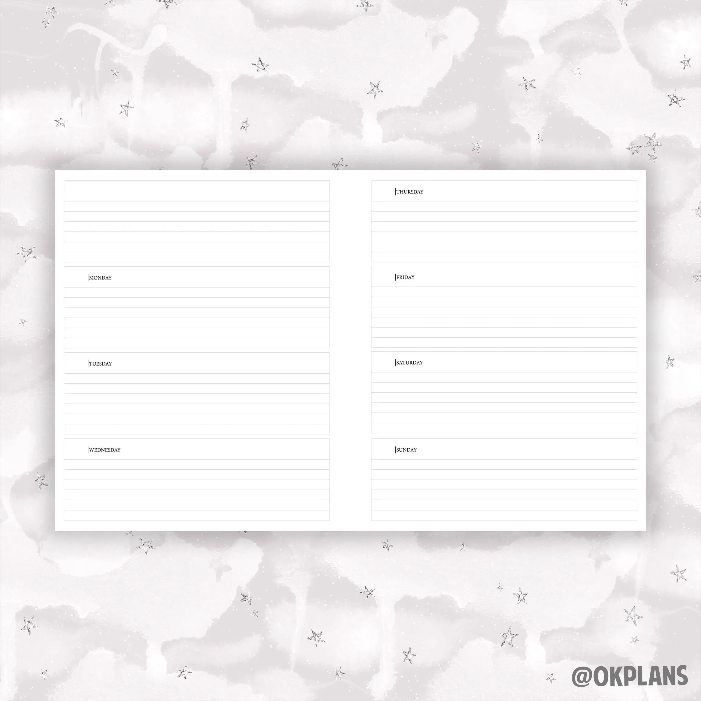 A5Wide Horizontal Planner // Digital Download // Writing Paper, Study Note Template, Lecture Notes Taking