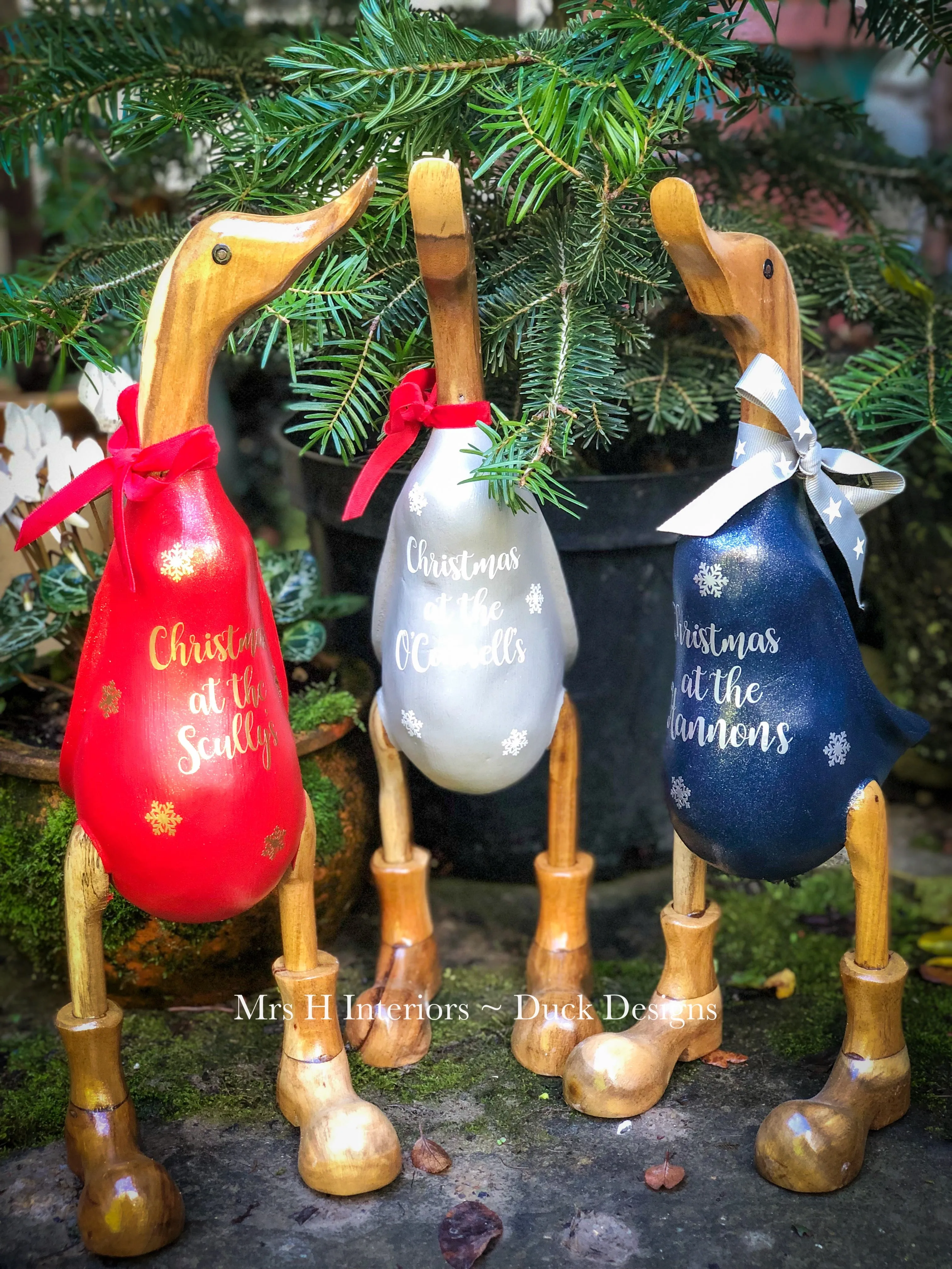 Advent Countdown - Decorated Wooden Duck in Boots by the Duck Lady