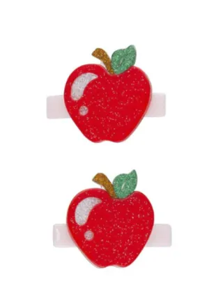 Apple Glitter Red Alligator Clip Set