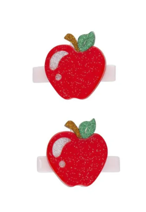 Apple Glitter Red Alligator Clip Set