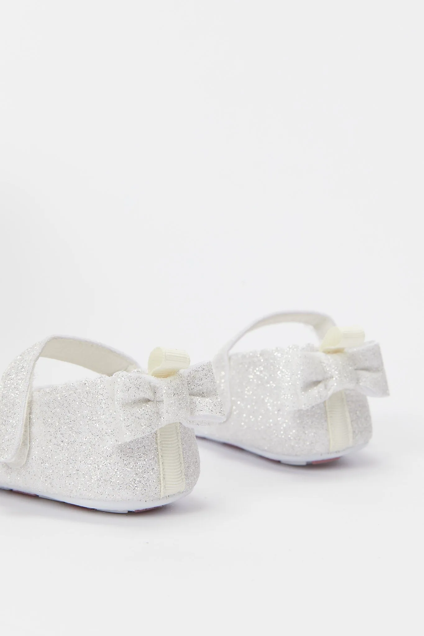 Baby White Glitter Pram Shoe