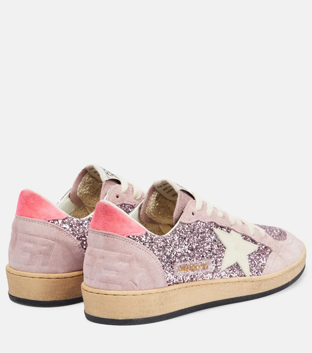 Ball star sneakers with glitter Golden Goose, pink