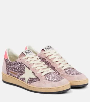 Ball star sneakers with glitter Golden Goose, pink