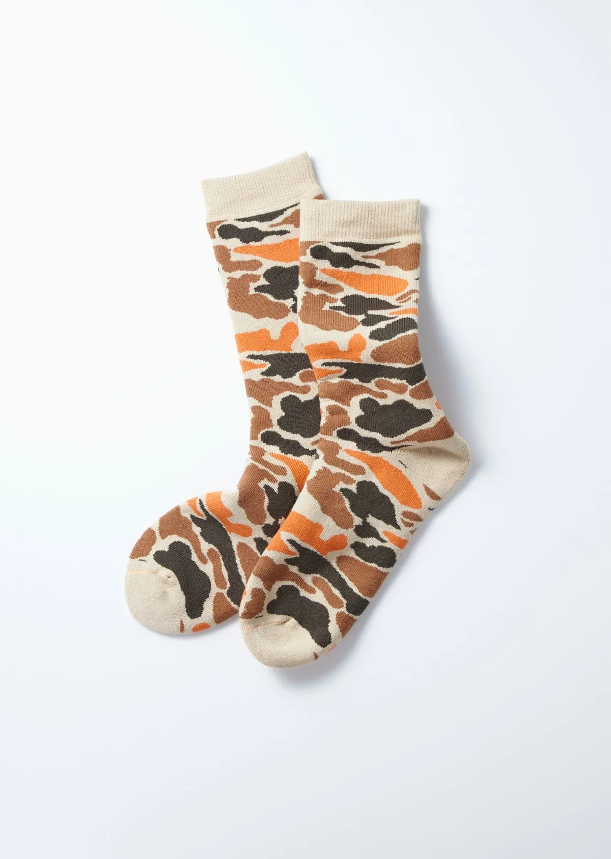 Beige Orange Pile Camo Socks