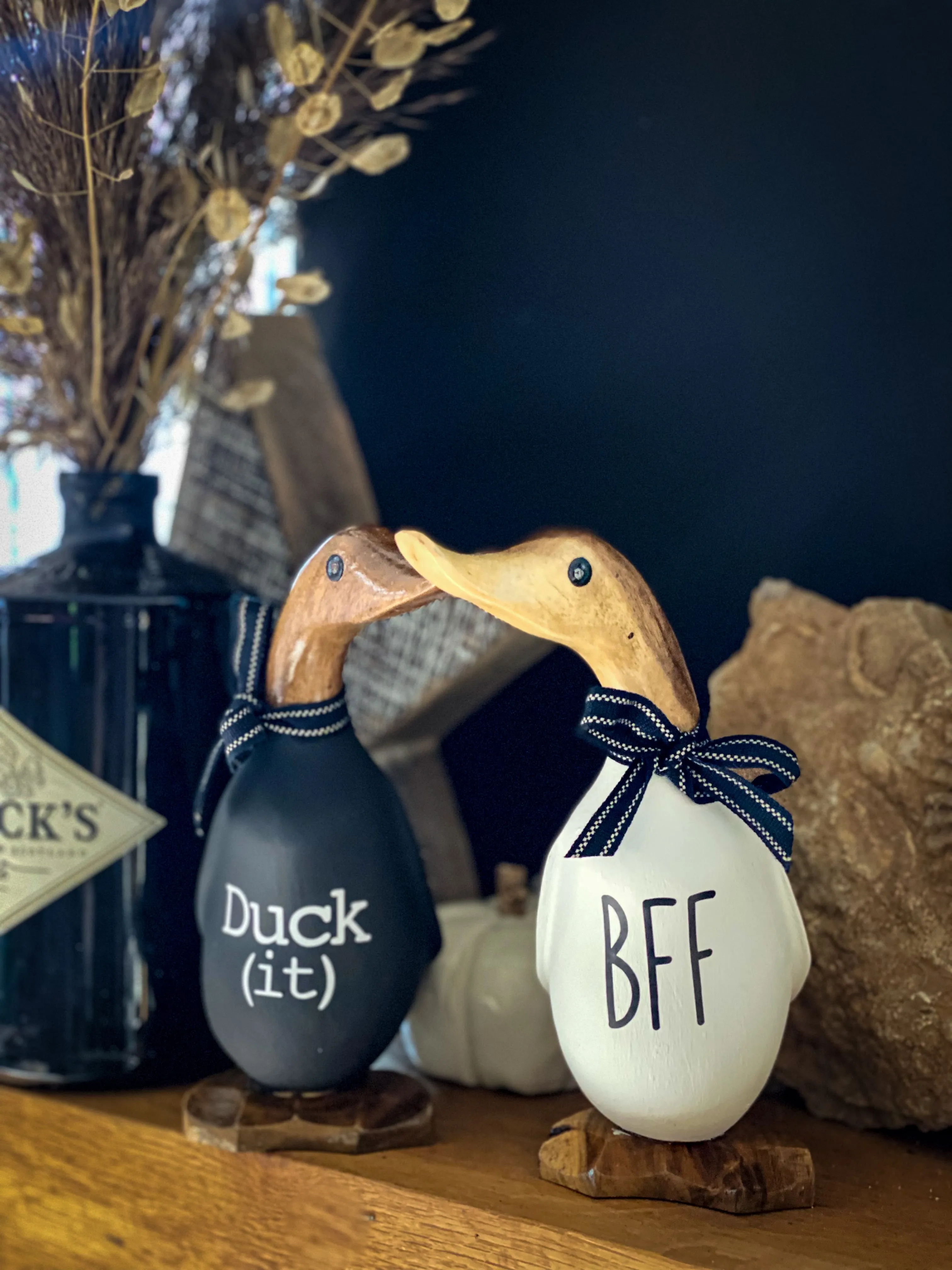 BFF Best Friends Forever Duck - Decorated Wooden Duck in Boots by Mrs H the Duck Lady