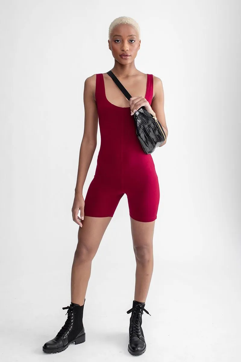 Biker Short Romper Raspberry