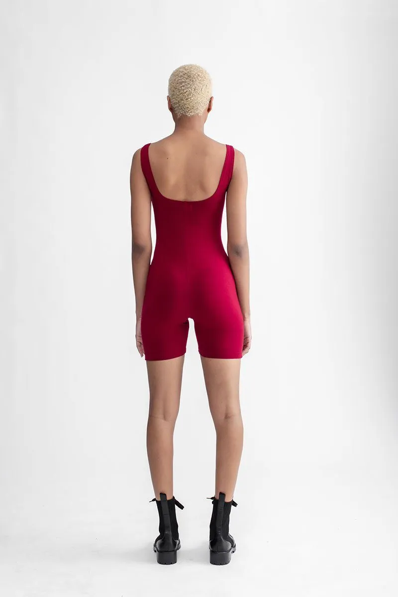 Biker Short Romper Raspberry