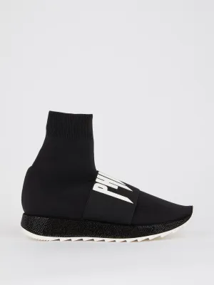 Black High Top Logo Sock Sneakers