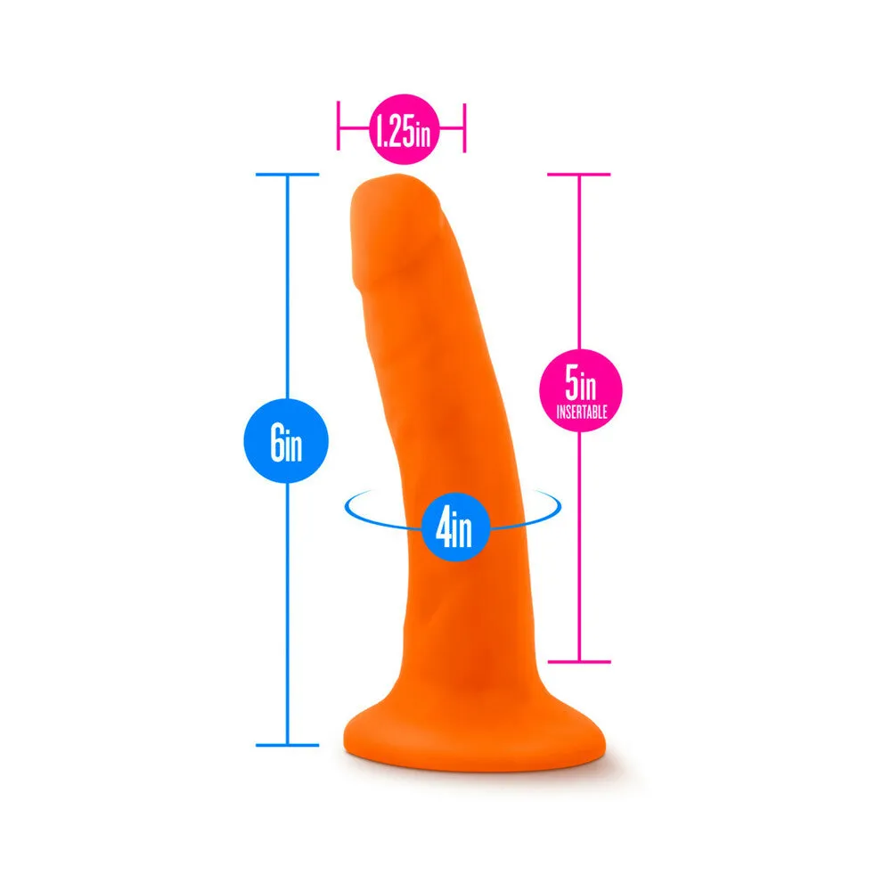 Blush Neo 6 in. Dual Density Dildo with Suction Cup Neon Orange