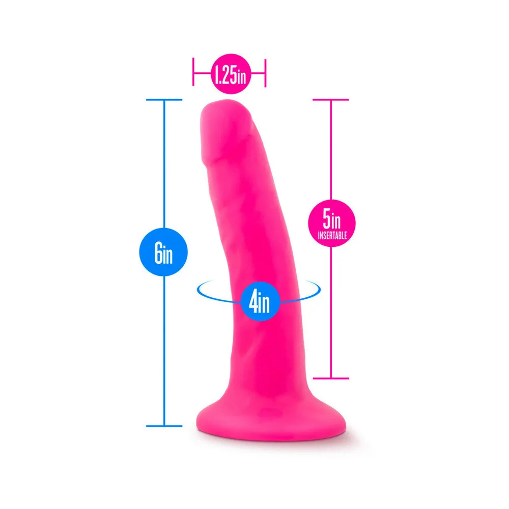 Blush Neo 6 in. Dual Density Dildo with Suction Cup Neon Pink