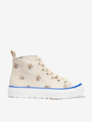 Bonpoint Girls Cotton Canvas Floral High Top Trainers