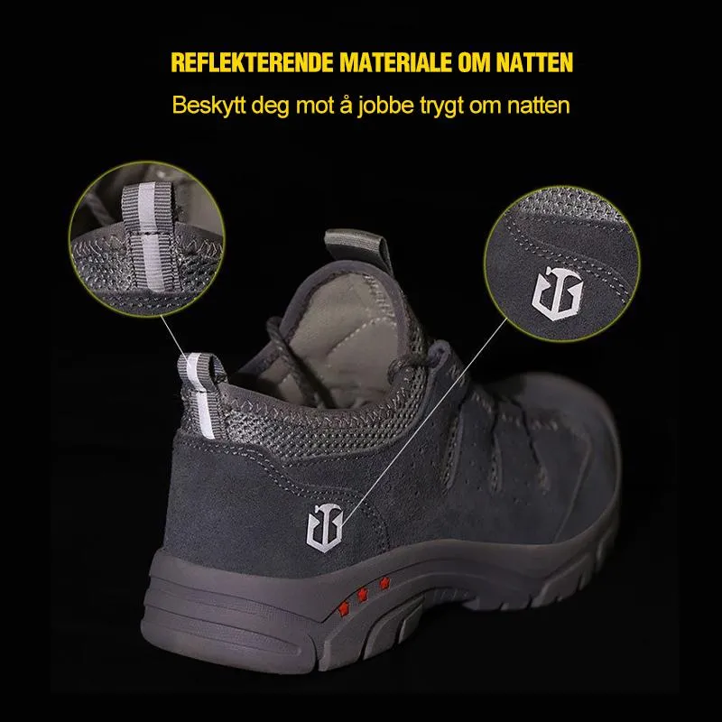 Breathable safety shoes with steel-reinforced toe