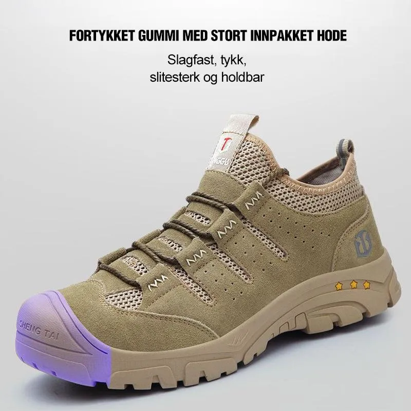 Breathable safety shoes with steel-reinforced toe