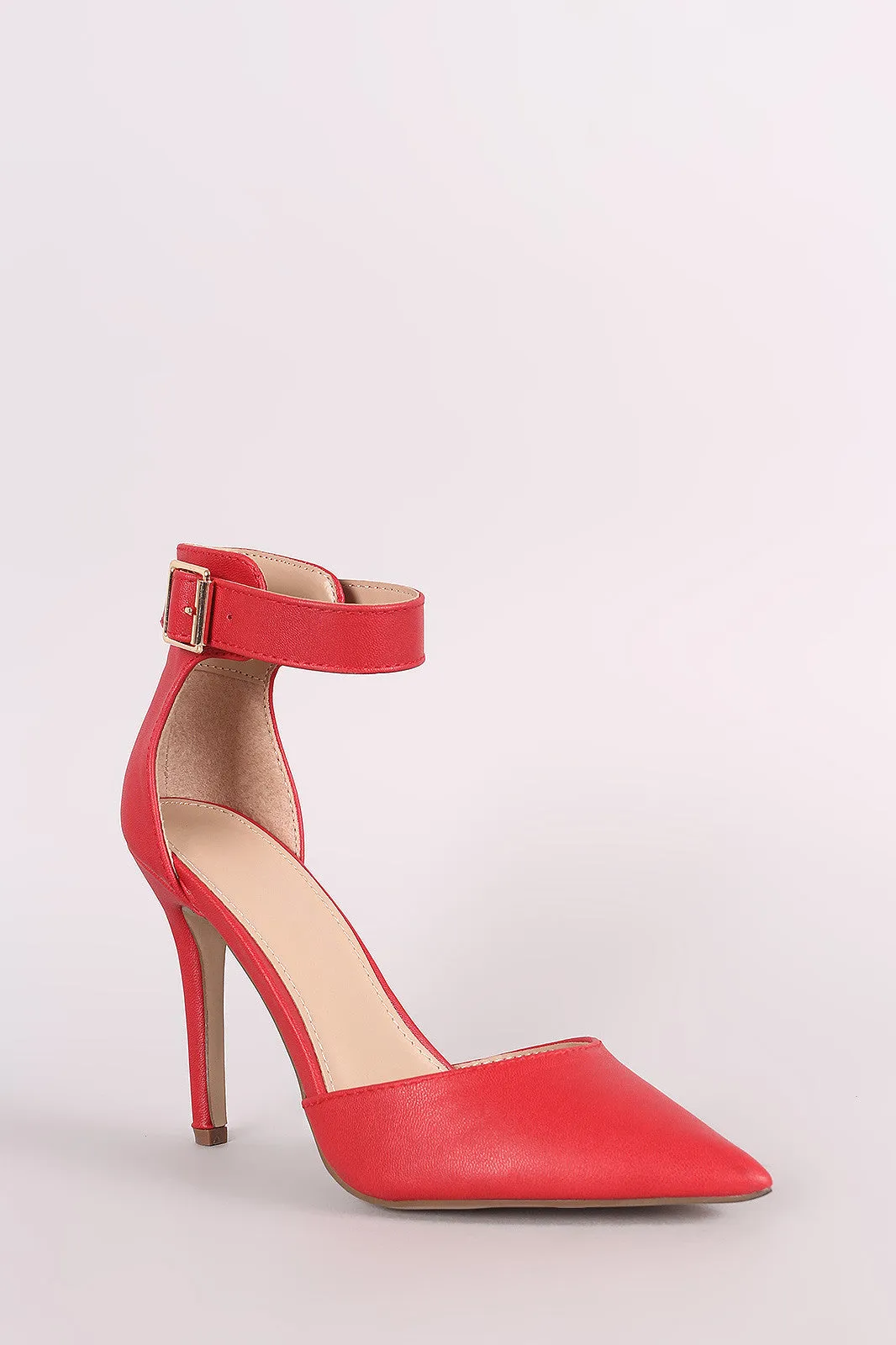 Breckelle Pointy Toe Ankle Strap Stiletto Pump