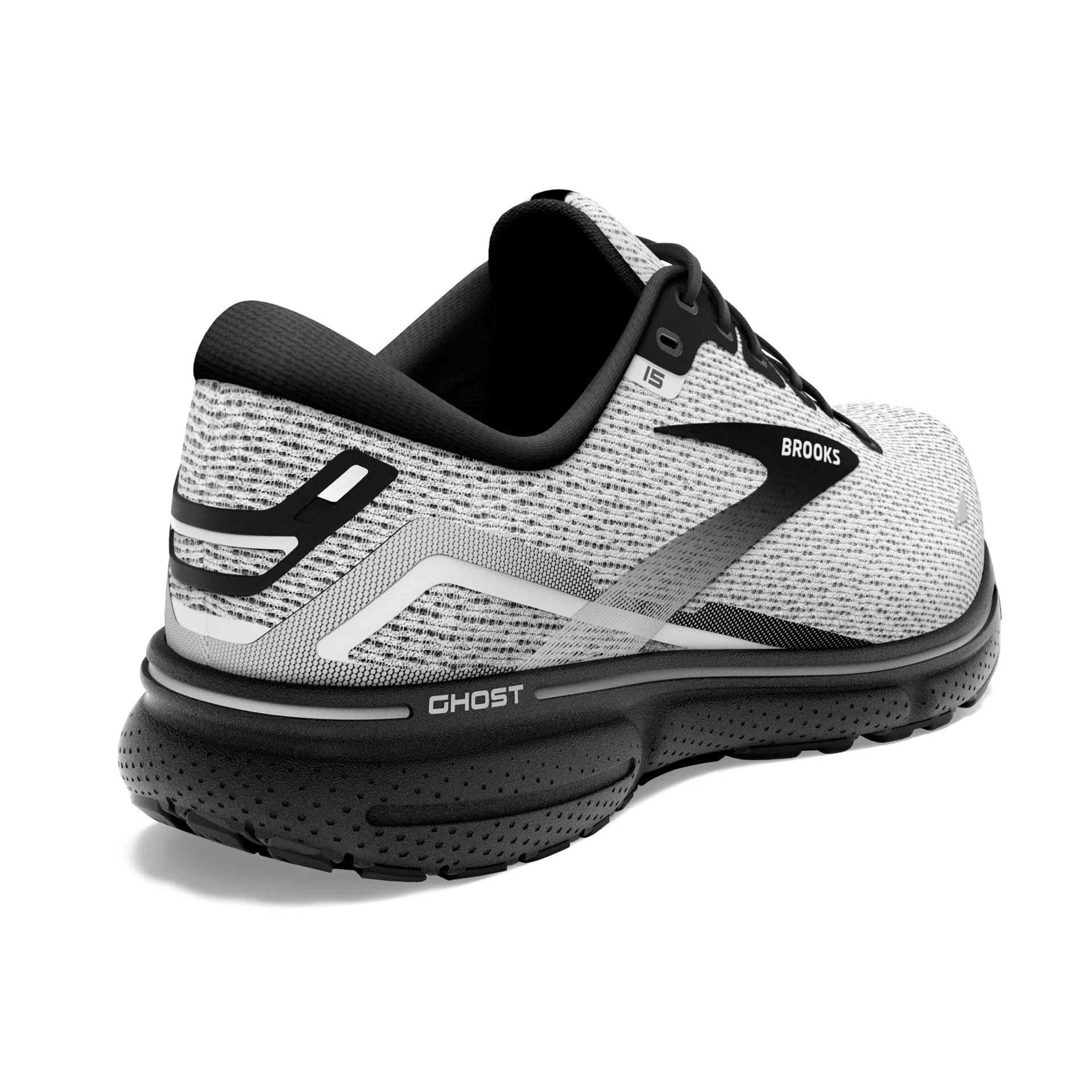 Brooks Mens Ghost 15- White/Black (1103931D121)