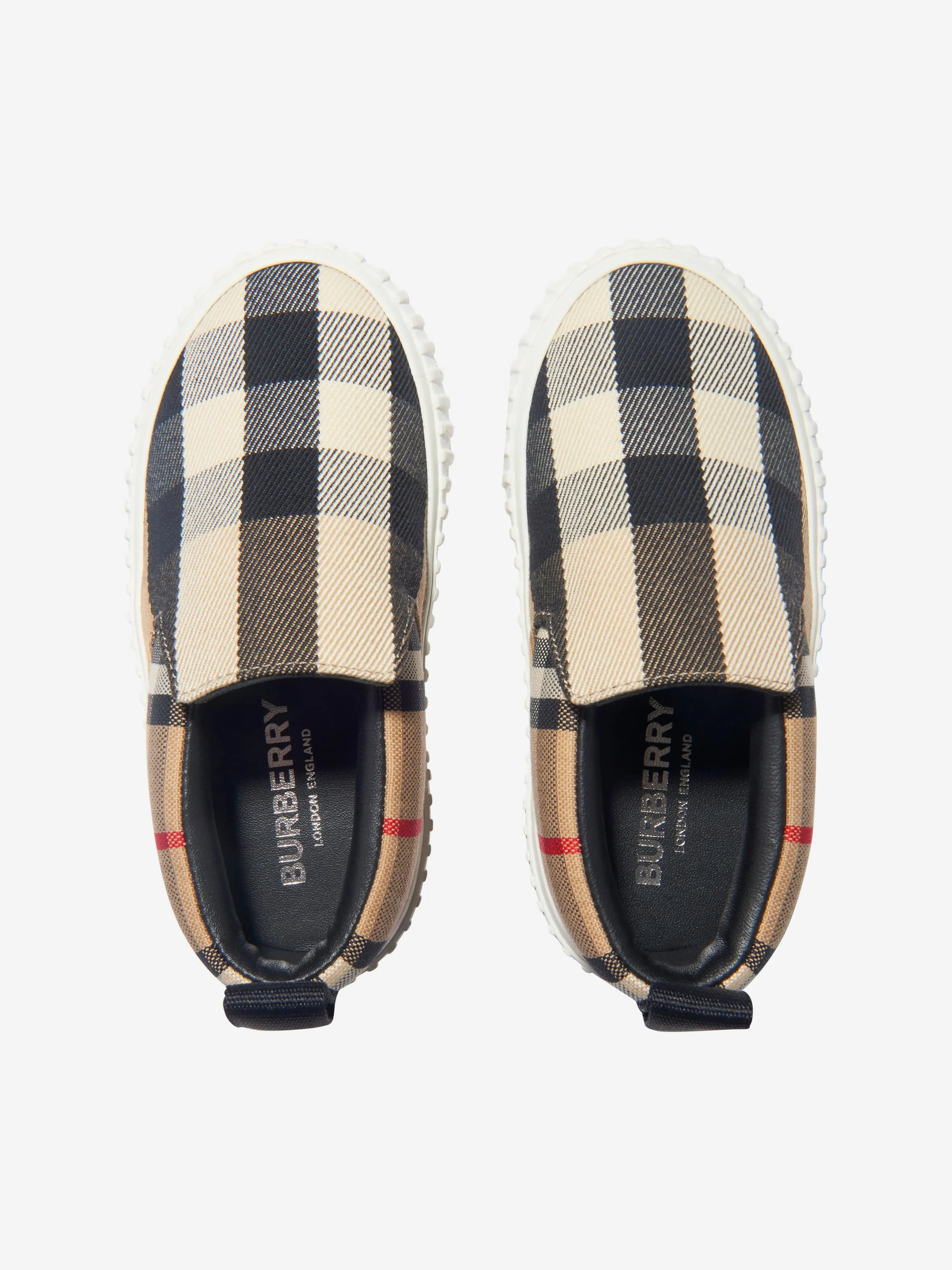 Burberry Kids Andrew Check Slip On Trainers In Beige