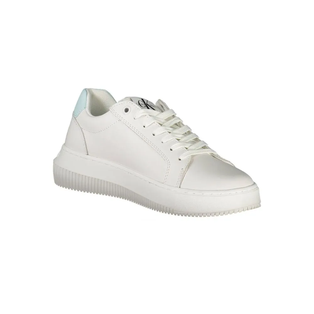 Calvin Klein Chic White Lace-Up Sneakers with Logo Detail