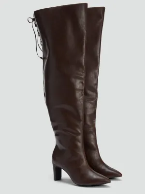 Chocolate Thigh High Boots - NADIA X FTF