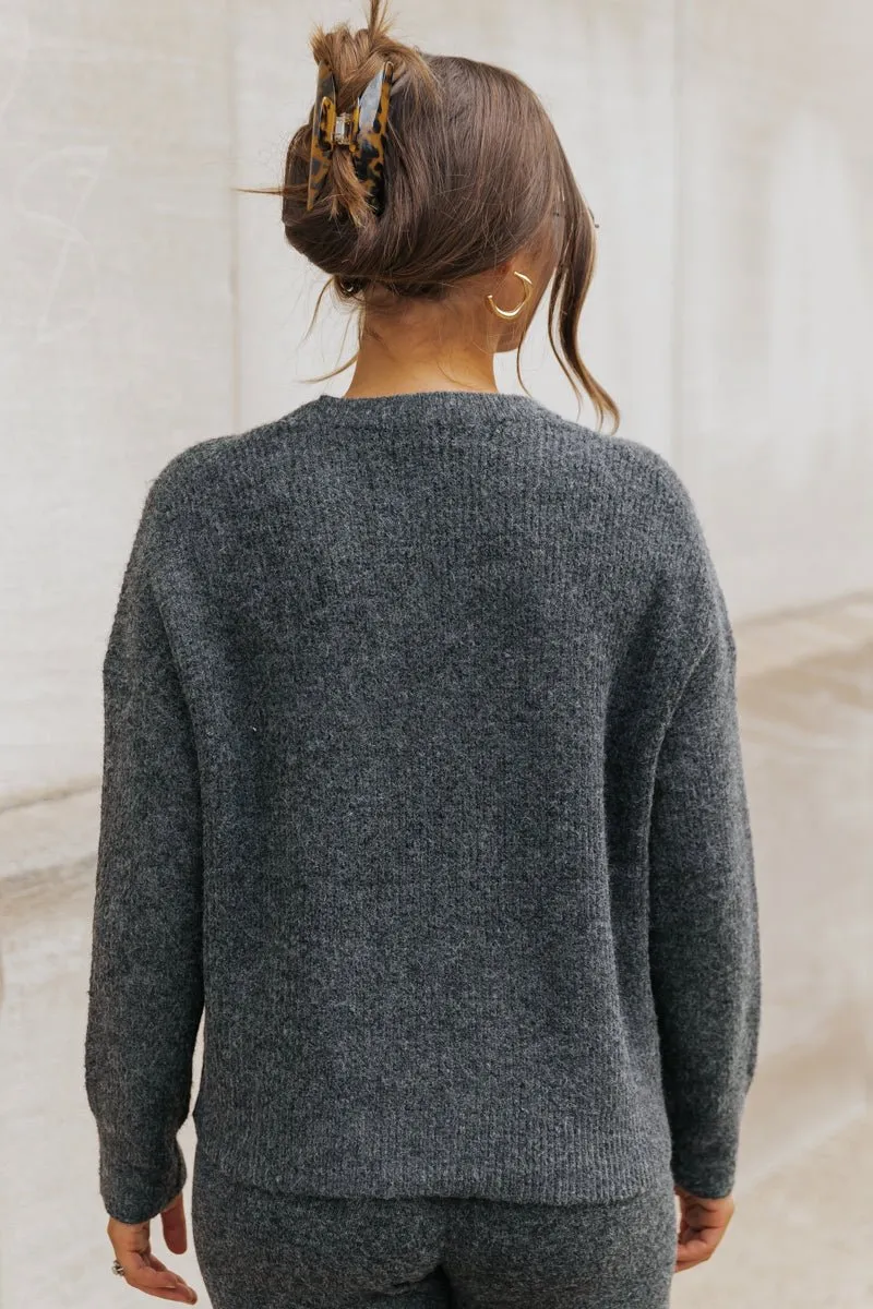 Comfy Lounge Crewneck Sweater - Charcoal - DOORBUSTER