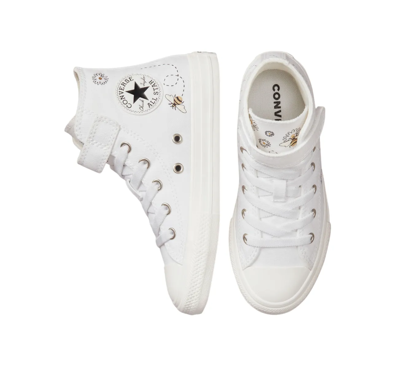 Converse Chuck Taylor All Star Easy-On Bees scarpa in tela alta A01619C white-black-yellow