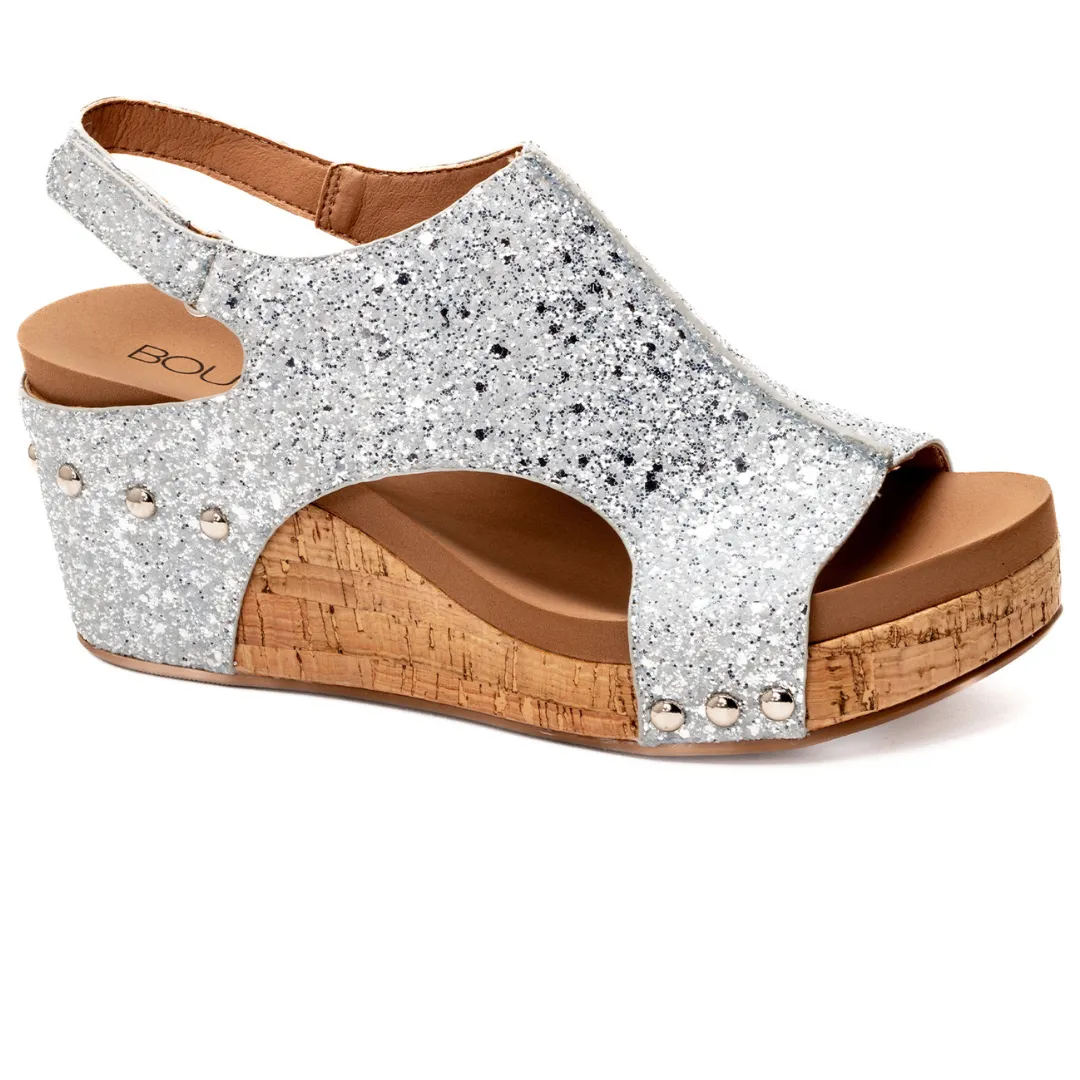 Corkys "Carley" Wedge Sandal (Light Blue New Glitter)