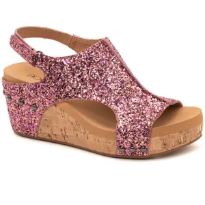 Corkys "Carley" Wedge Sandal (Mixed Berry Glitter)