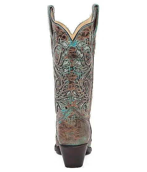 Corral Women's Bronce Turquoise Glitter Inlay Cowboy Boot R1255