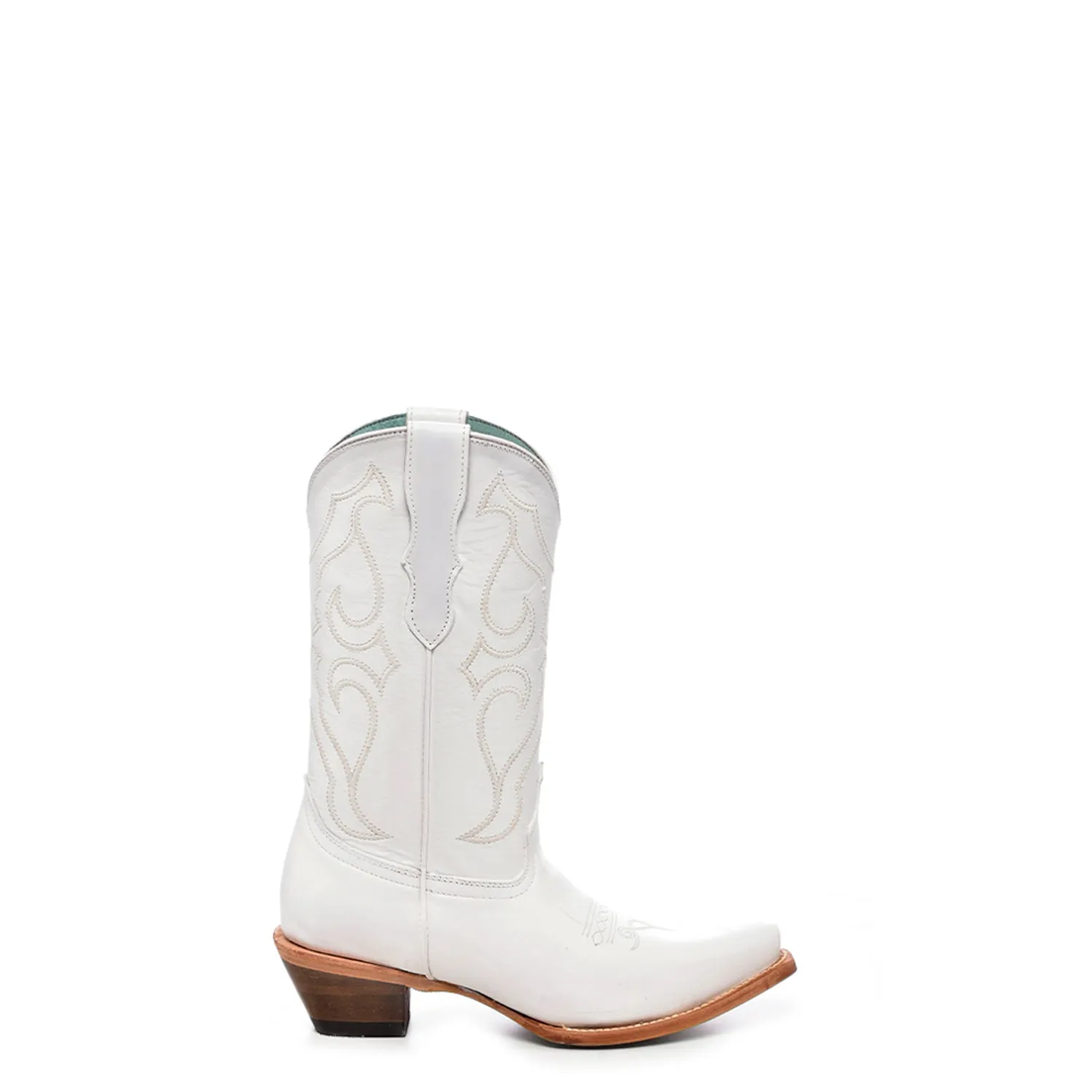 Corral Youth Girls Teen Embroidery Snip Toe White Cowhide 11in Cowboy Boots