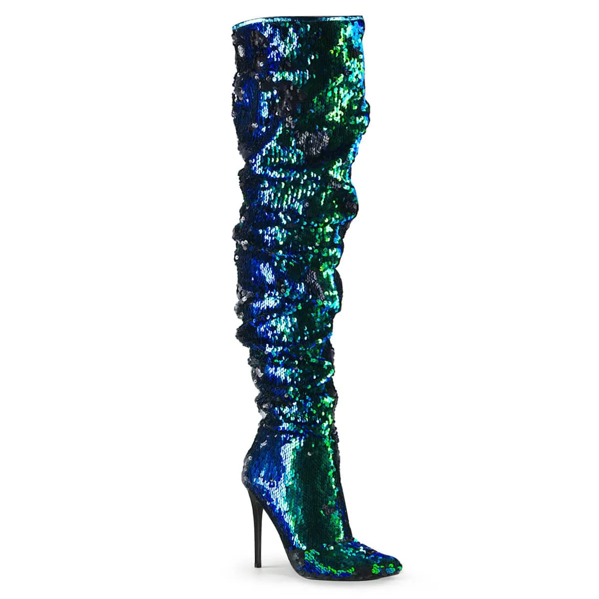 COURTLY-3011 Green Iridescent Sequins