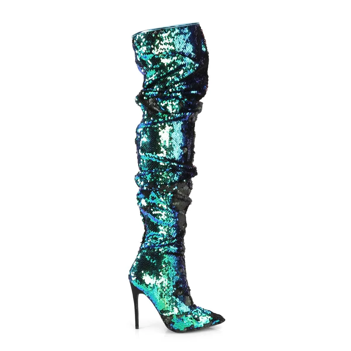 COURTLY-3011 Green Iridescent Sequins