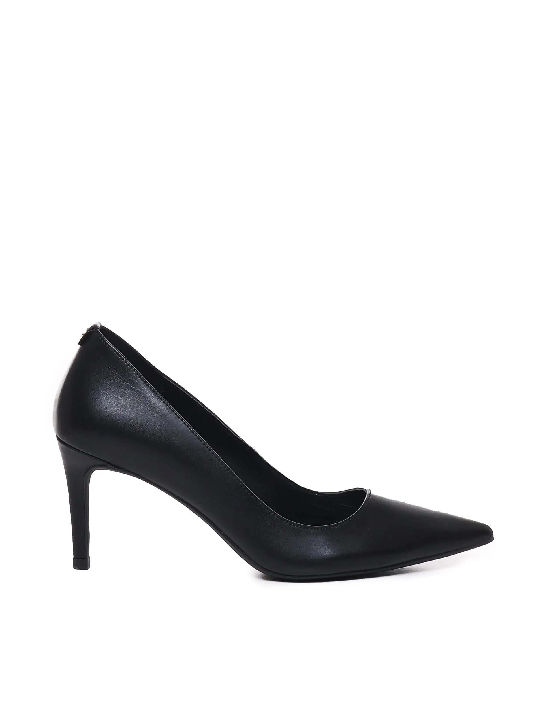 Cowskin Pointed Front Black Pumps