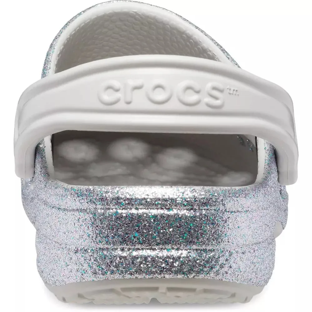 Crocs 10126 Adult Baya Glitter Clogs, Silver Glitter, M7/W9