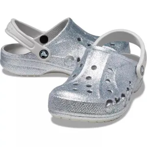 Crocs 10126 Adult Baya Glitter Clogs, Silver Glitter, M7/W9