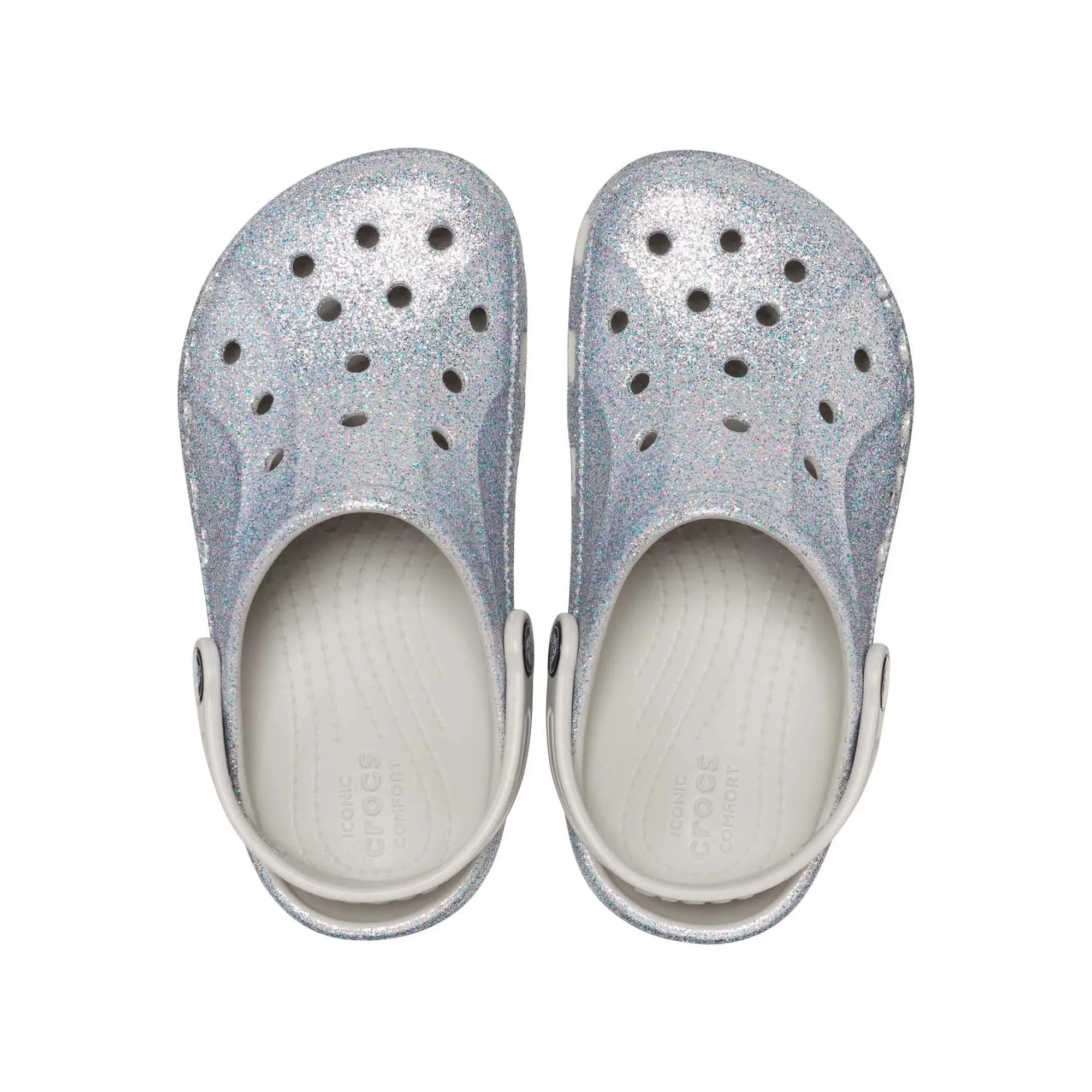 Crocs 207014-040-C8 Toddler Baya Glitter Clog, 8 Glitter Silver