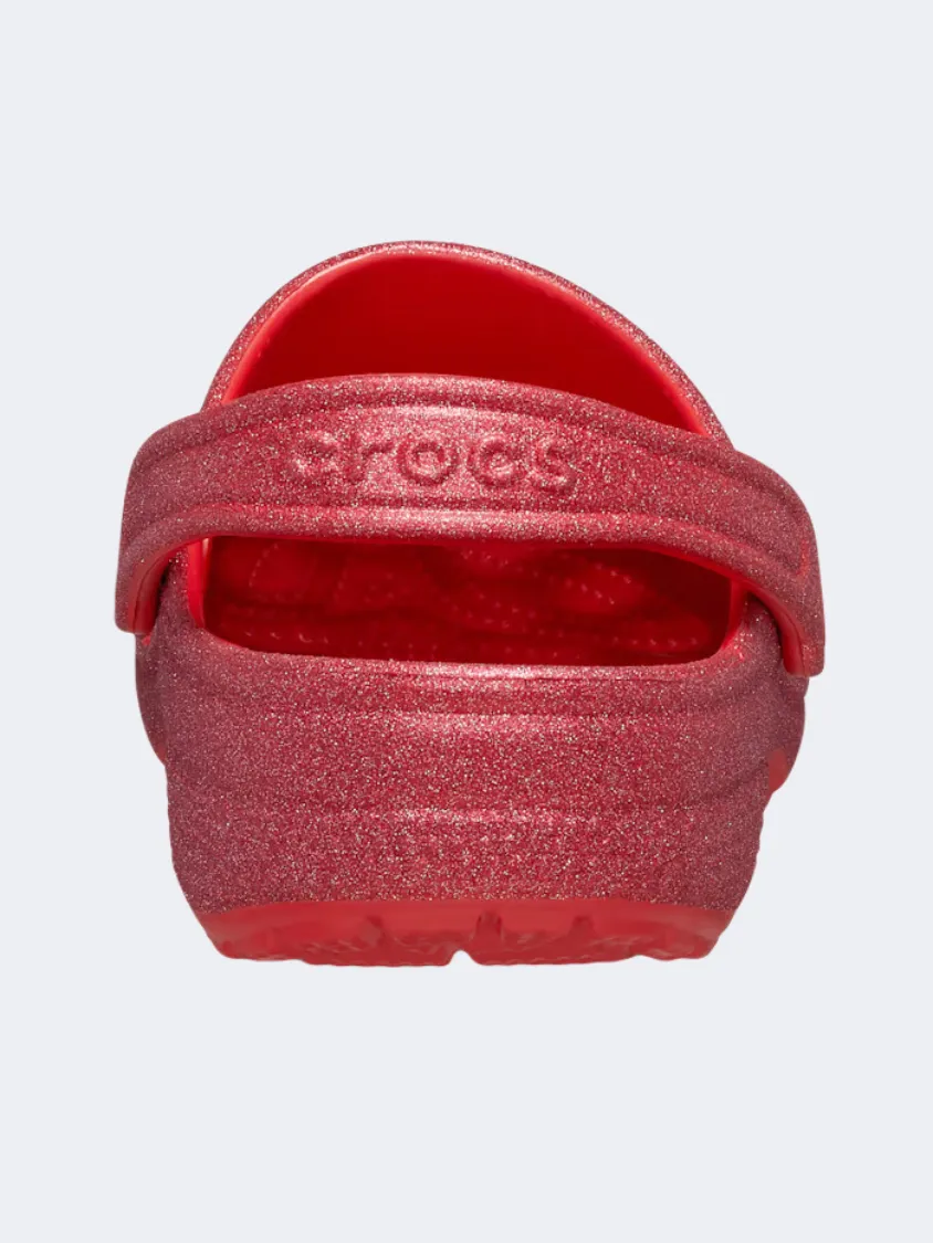 Crocs Classic Glitter Clog Unisex Lifestyle Slippers Cherry Red