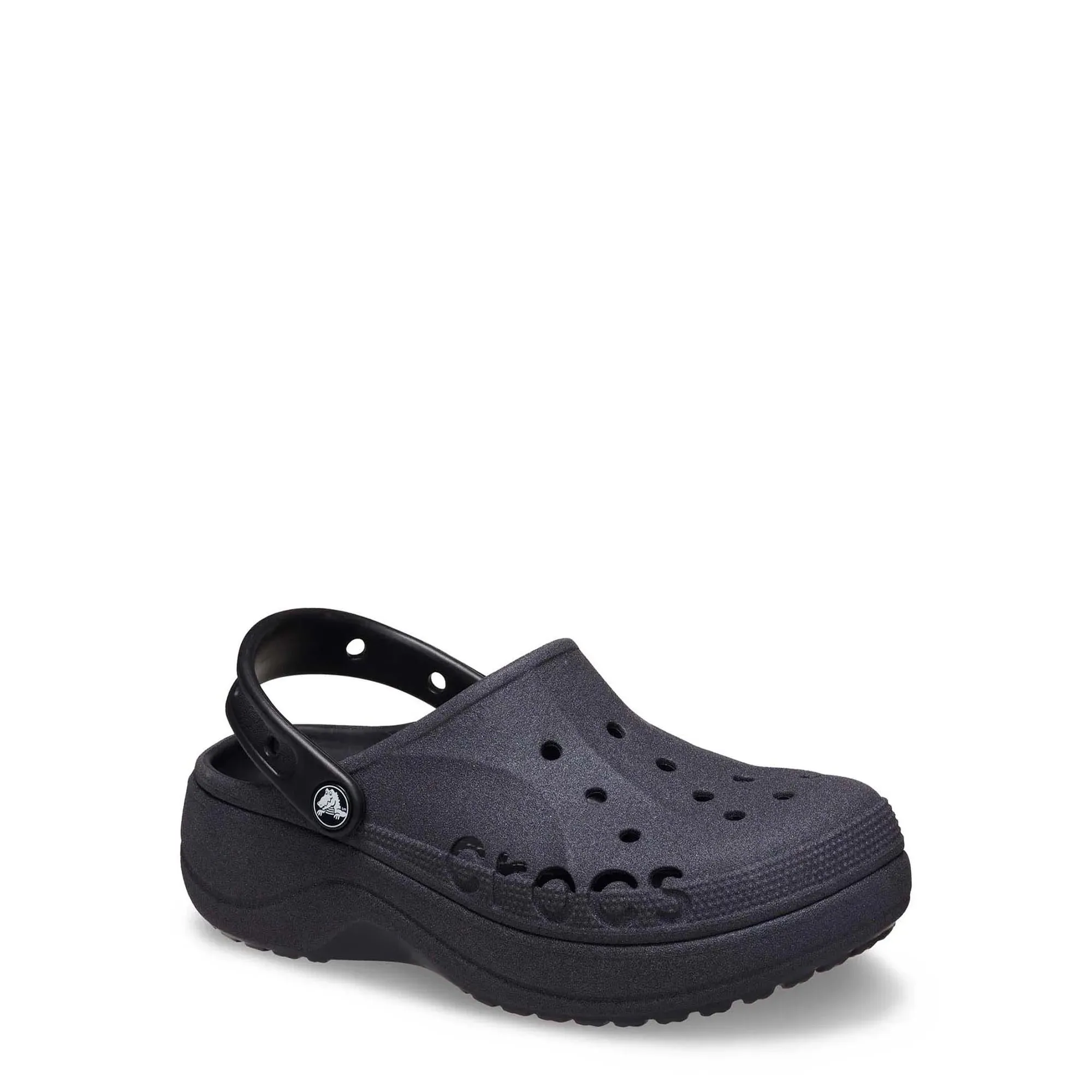 Crocs Unisex Baya Platform Clog Sandals, Black Glitter, 8