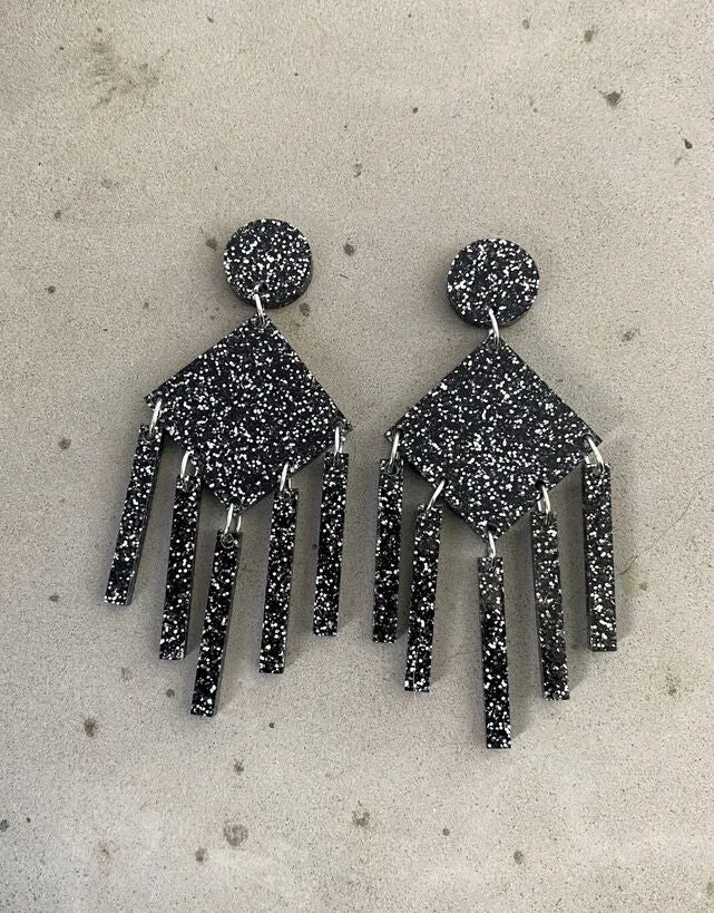 Dangle Earring Black Glitter