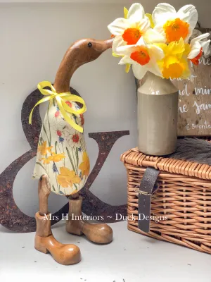 Daphne - Decorated Wooden Duck in Boots by Mrs H the Duck Lady