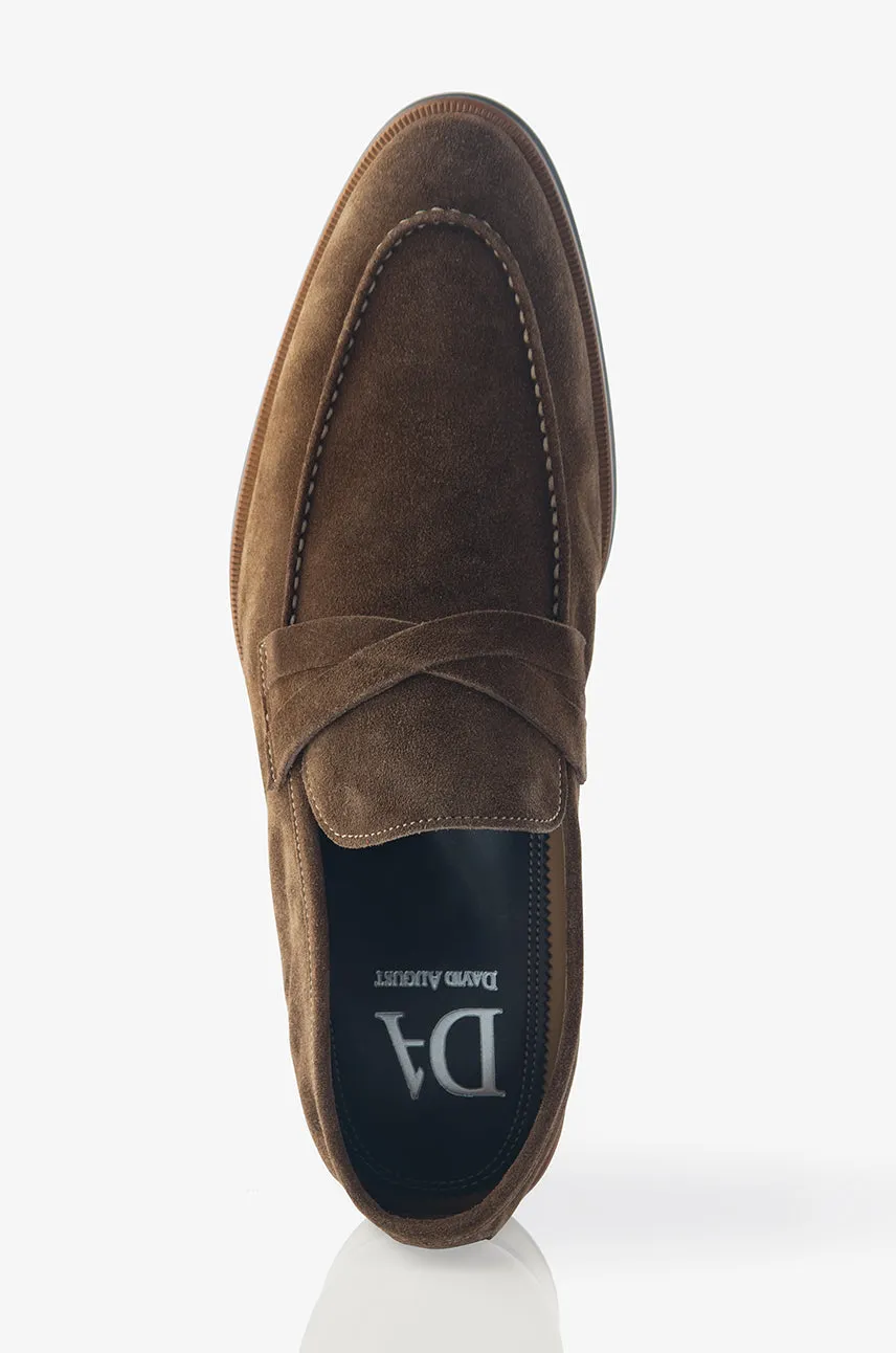 David August Suede Penny Loafer in Farro