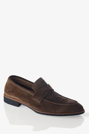 David August Suede Penny Loafer in Farro