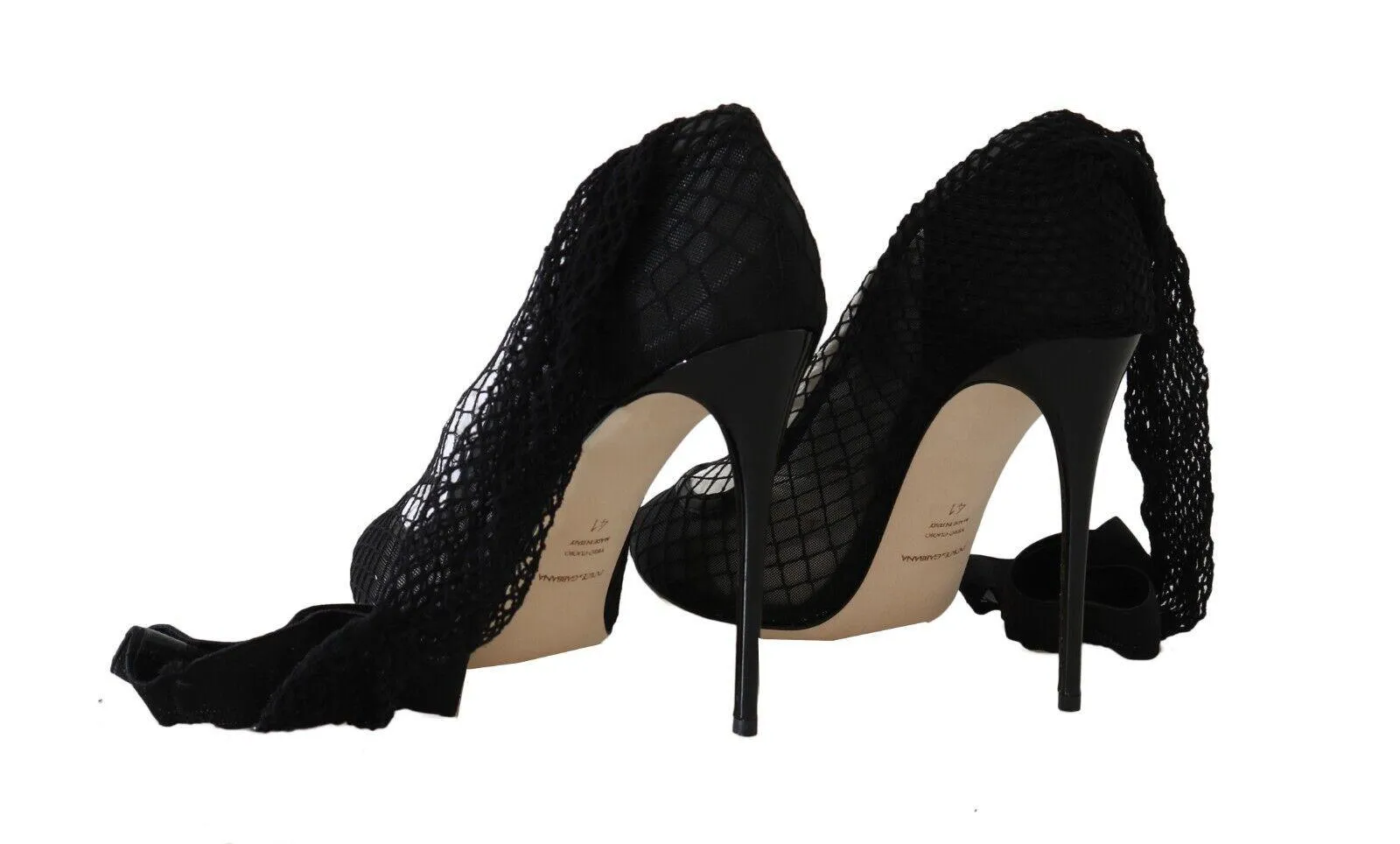 Dolce & Gabbana Black Netted Sock Heels Pumps Shoes