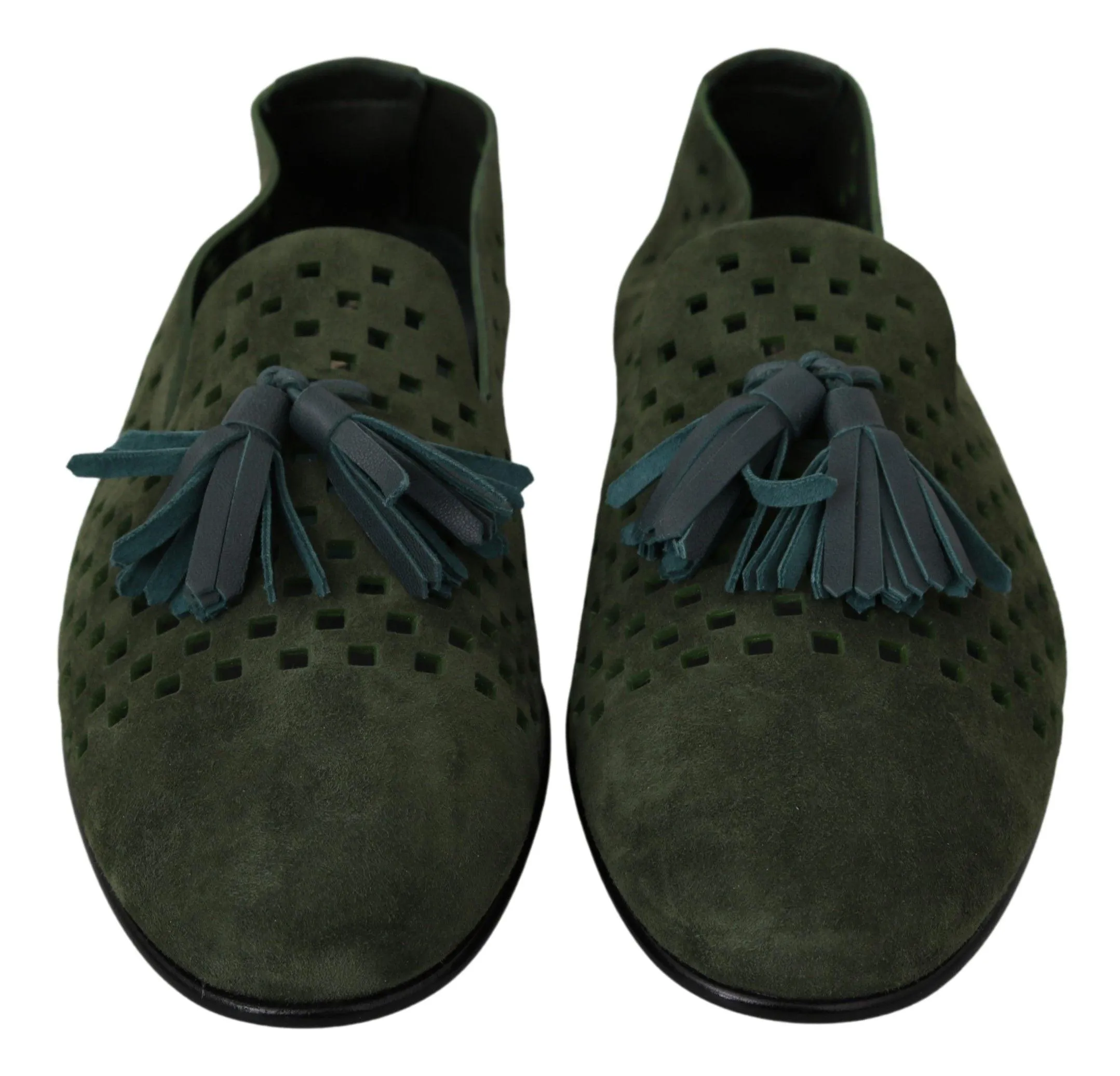 Dolce & Gabbana Green Suede Breathable Slippers Loafers Shoes