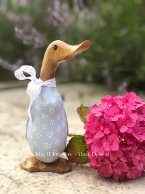 Doris the charity ducklet -  - Decorated Wooden Duck in Boots by Mrs H the Duck Lady