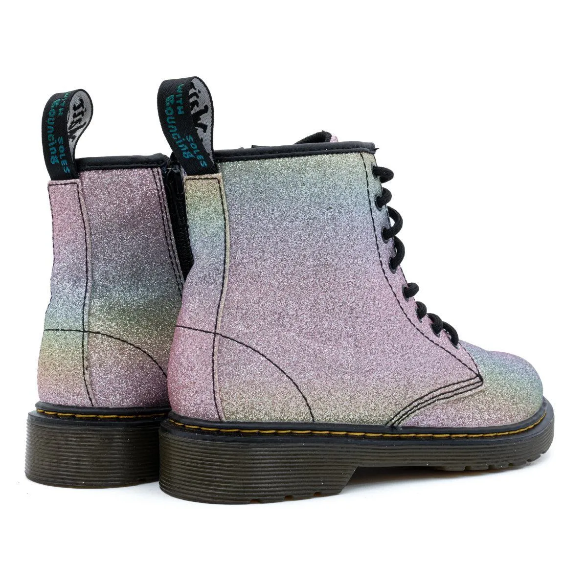 Dr. Martens Rainbow Glitter Ankle Boots Fabric Multicolour Colour For Kids