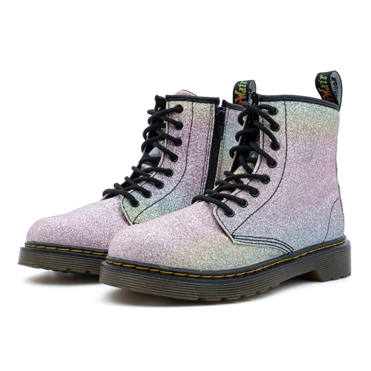 Dr. Martens Rainbow Glitter Ankle Boots Fabric Multicolour Colour For Kids