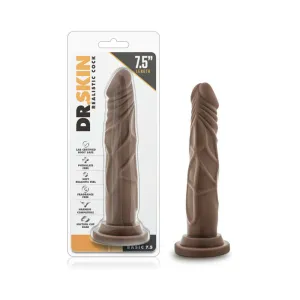 Dr. Skin Basic 7.5 Realistic 7.5 in. Dildo Brown