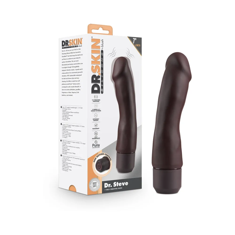 Dr. Skin Silicone Dr. Steve 7 in. Vibrating Dildo Brown