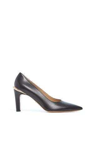 Edwina High Heel Stiletto Pump in Black Nappa Leather