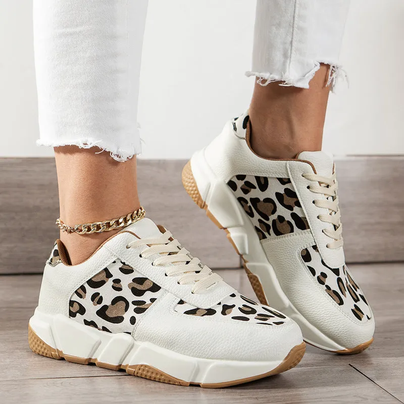 elveswallet Leopard-patterned Platform PU Sneakers